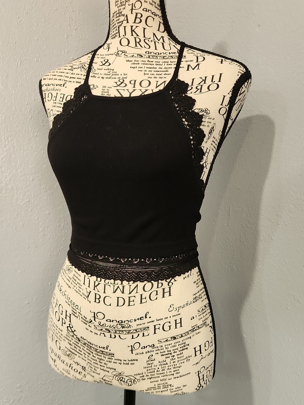 Noflik Black Bralette with Lace Trim